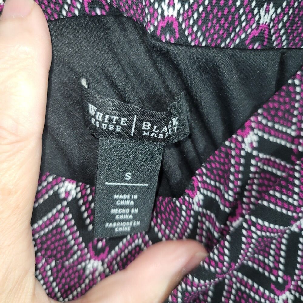 White House Black Market Small Strapless Geometric Romper Black Purple Pockets - Picture 2 of 12